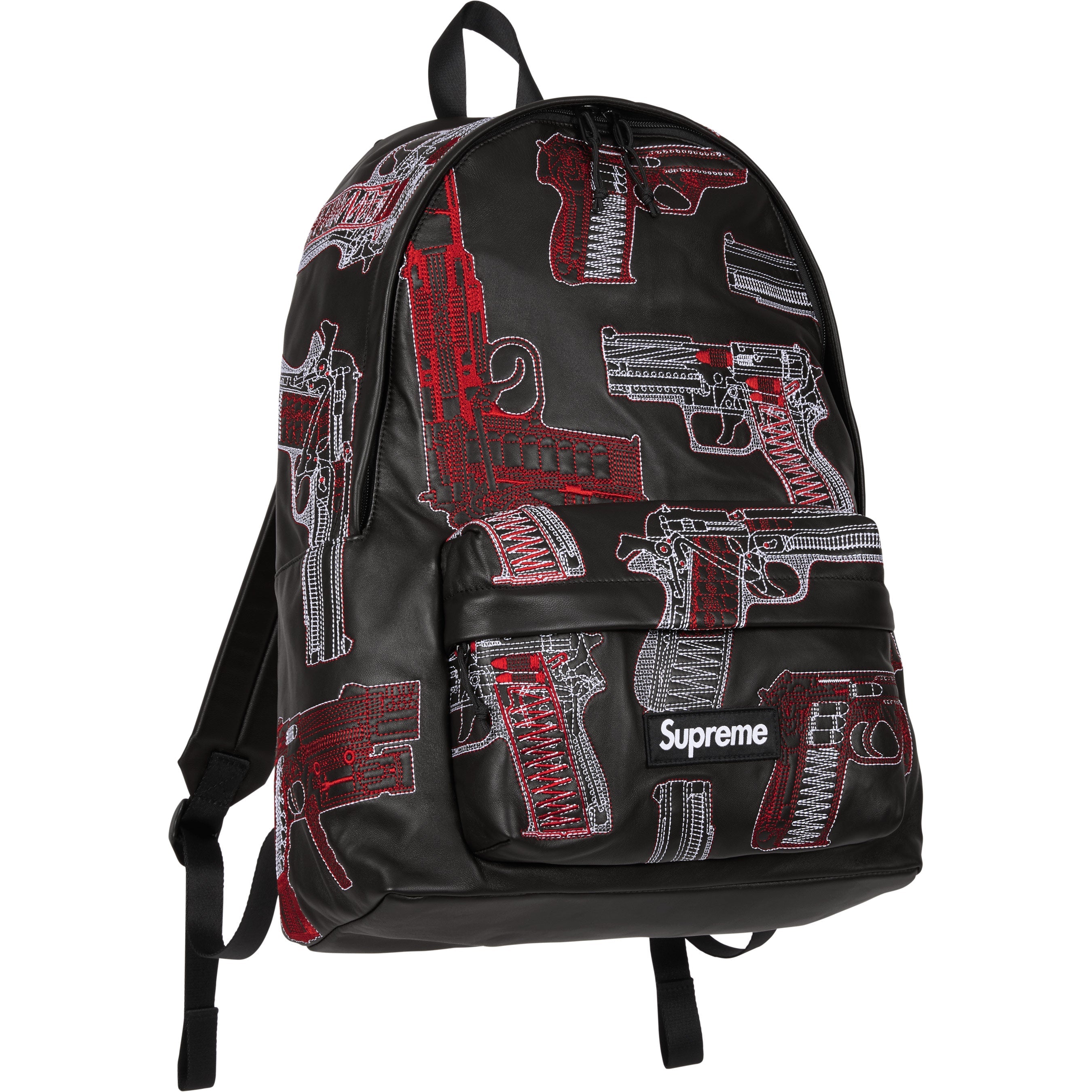 Guns Embroidered Leather Backpack view 6